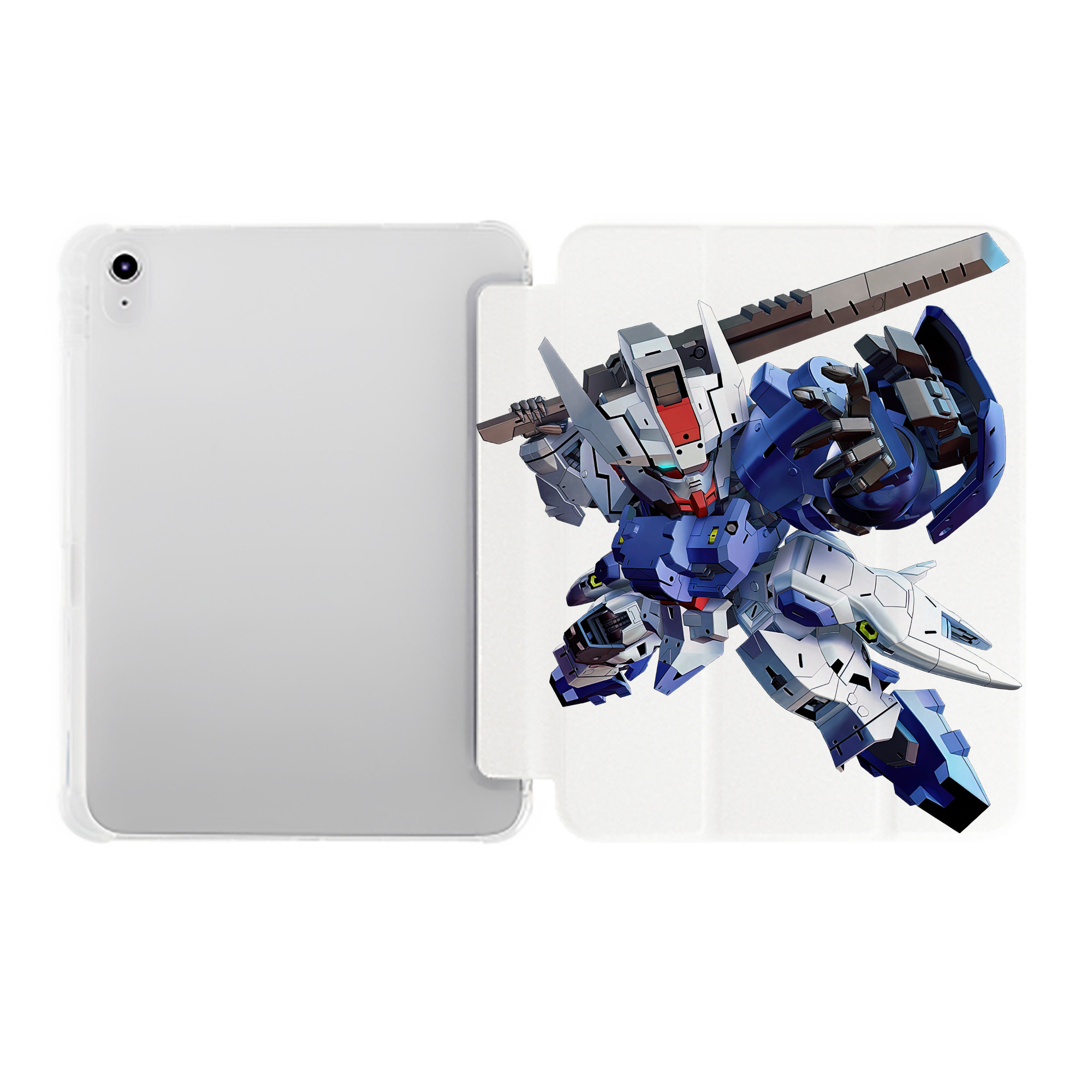 （画像用） 機動戦士ガンダム Mobile Suit Gundam IPad ケース ペン収納付き 三つ折りスタンド PUレザー×シリコン 対応機種9.5/10.5/10.9インチ